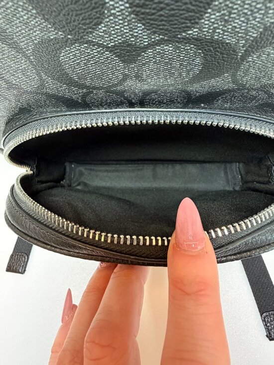 Coach Signature Backpack Black Gray Canvas Leather Trim Mini Backpack Bag main image 6